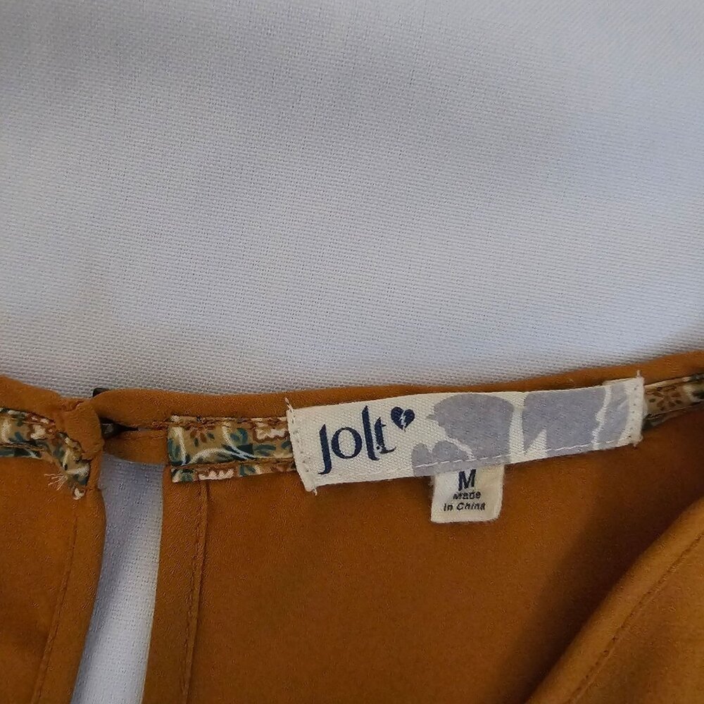 Jolt Rust Orange Crochet‎ Lace Detail Bell Sleeve Peasant Style Blouse Sz Medium - Picture 7 of 12